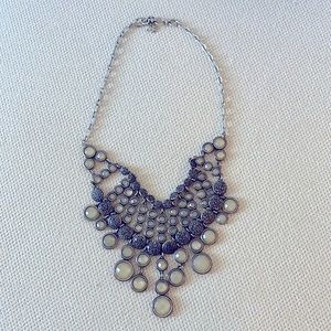 Lucky brand Silver, pave, stone statement necklace.